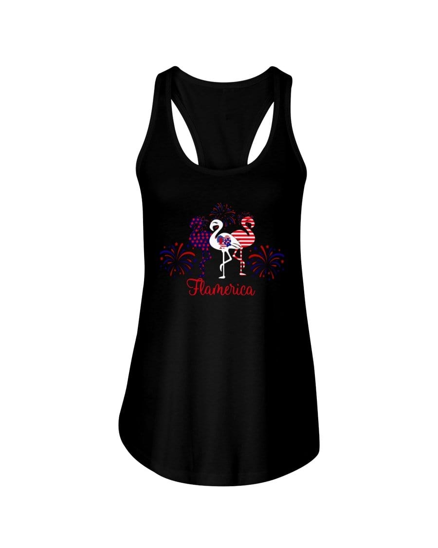 Shirts Black / XS Winey Bitches Co "Flamerica" Patriotic Flamingo Ladies Racerback Tank WineyBitchesCo