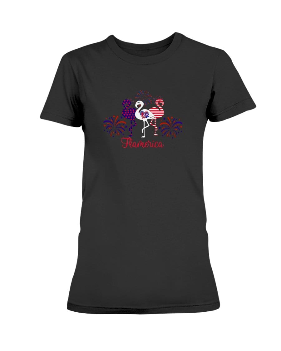 Shirts Black / XS Winey Bitches Co "Flamerica" Patriotic Flamingo Ultra Ladies T-Shirt WineyBitchesCo