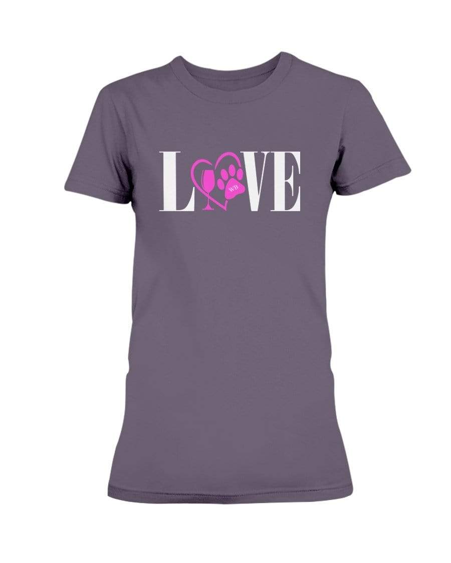 Shirts Blackberry / S Winey Bitches Co "Love" Wht Letters Ladies Missy T-Shirt WineyBitchesCo