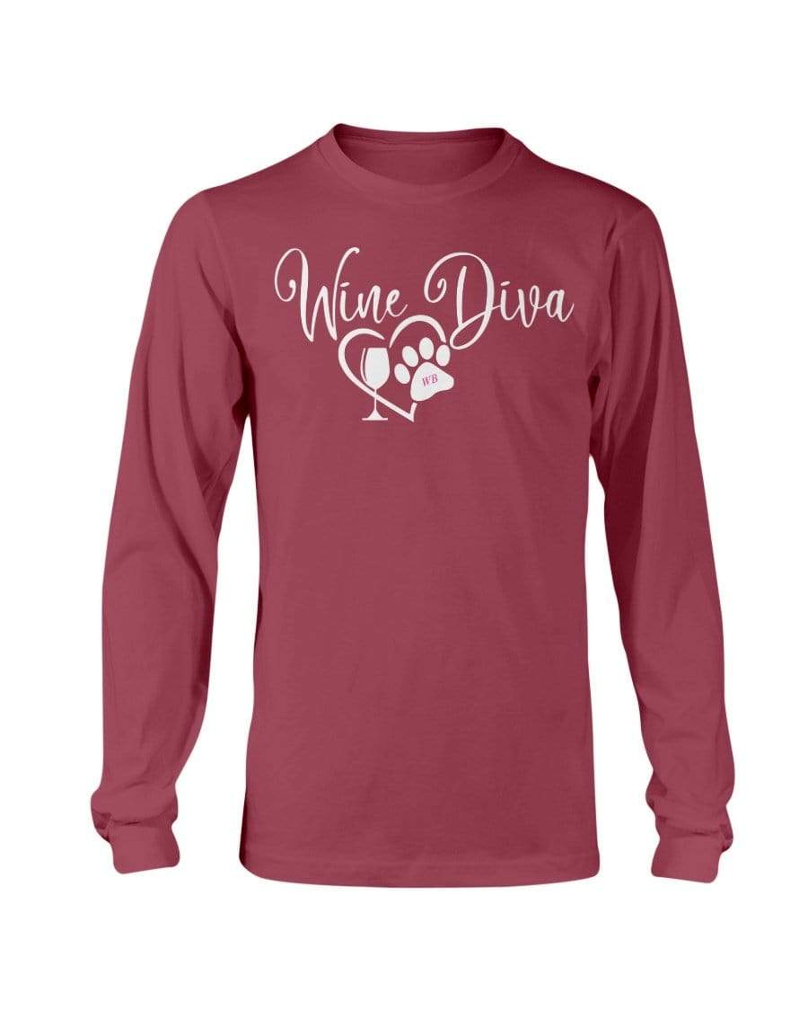 Shirts Cardinal Red / S Winey Bitches Co "Wine Diva 2" Long Sleeve T-Shirt WineyBitchesCo