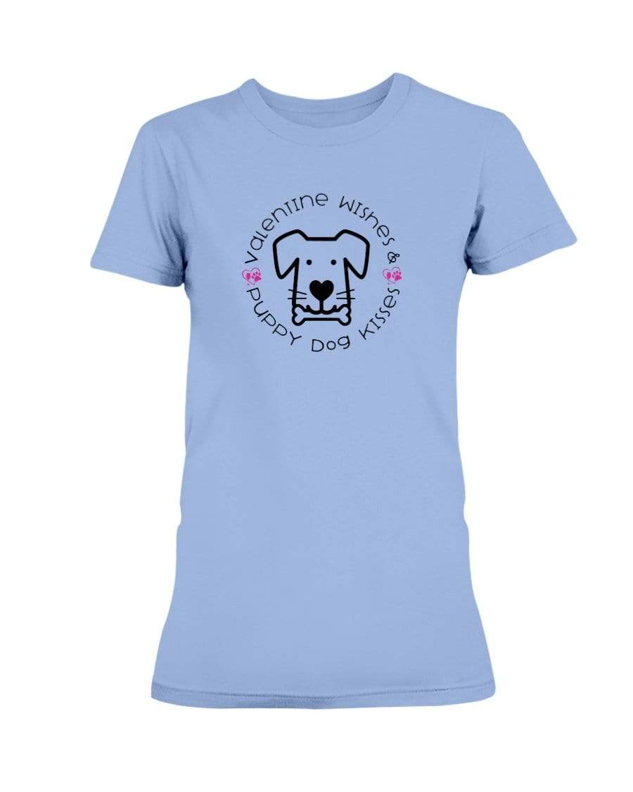 Shirts Carolina Blue / S Winey Bitches Co "Valentine Wishes And Puppy Dog Kisses" (Dog) Ladies Missy T-Shirt WineyBitchesCo