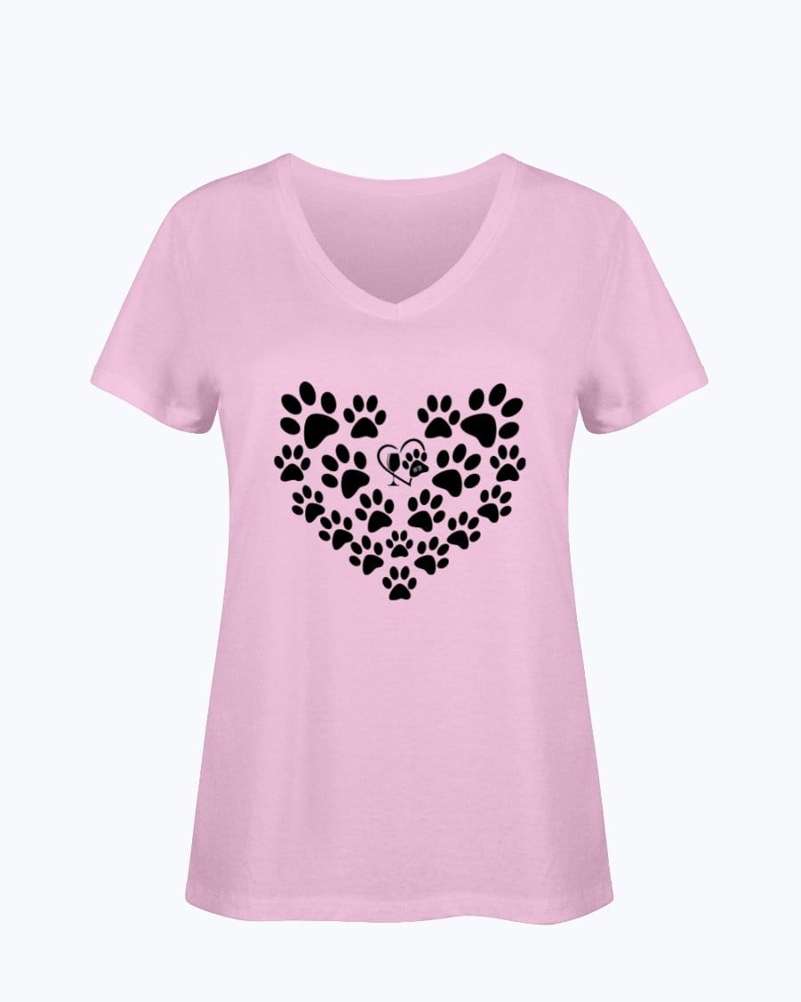 Shirts Classic Pink / S Winey Bitches Co Heart Paws (Black) Ladies HD V Neck Tee WineyBitchesCo