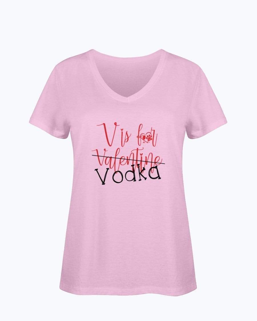 Shirts Classic Pink / S Winey Bitches Co "V is for Vodka" Ladies HD V Neck T WineyBitchesCo