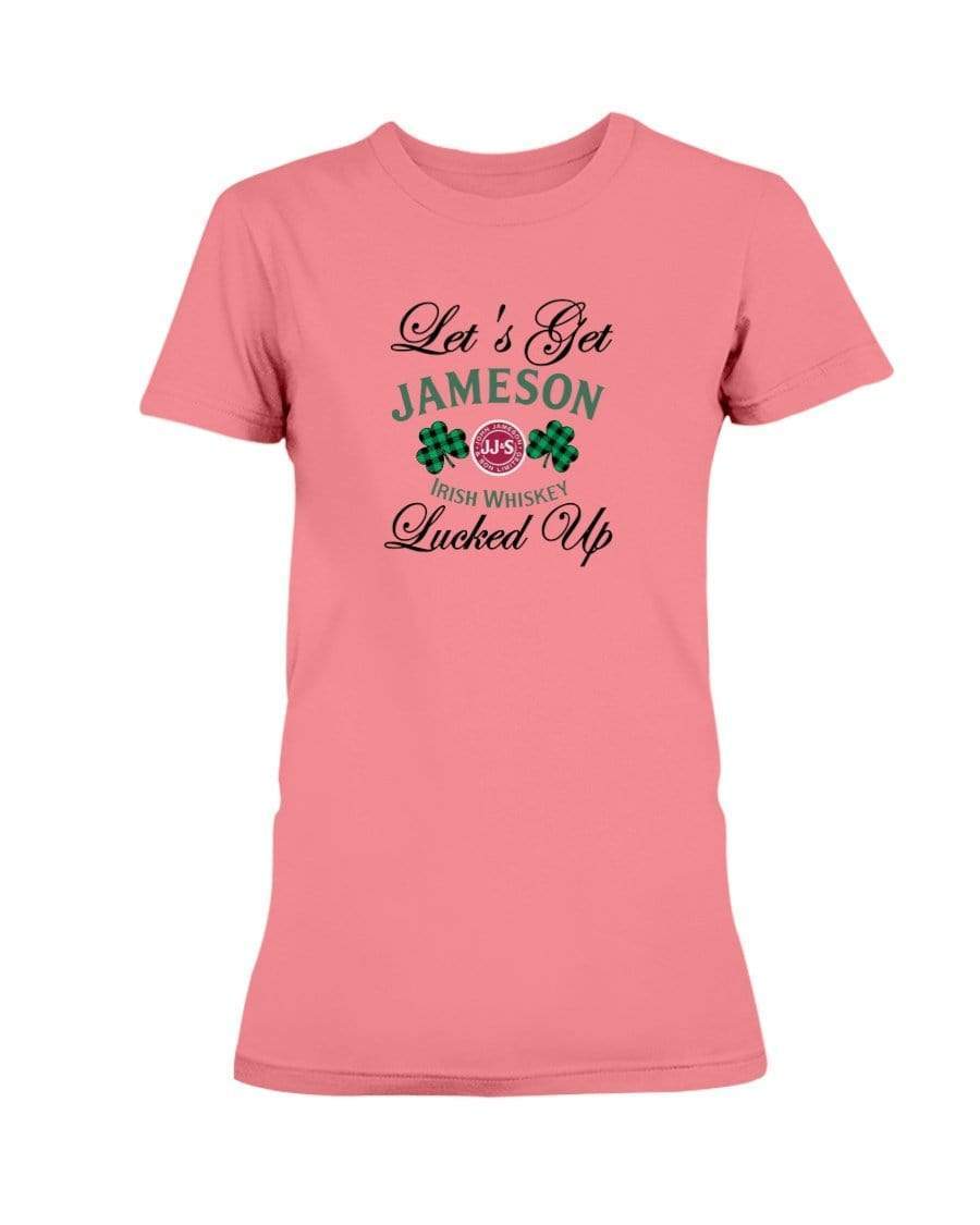 Shirts Coral Silk / S Winey Bitches Co "Let's Get Lucked Up" Jameson Ladies Missy T-Shirt WineyBitchesCo