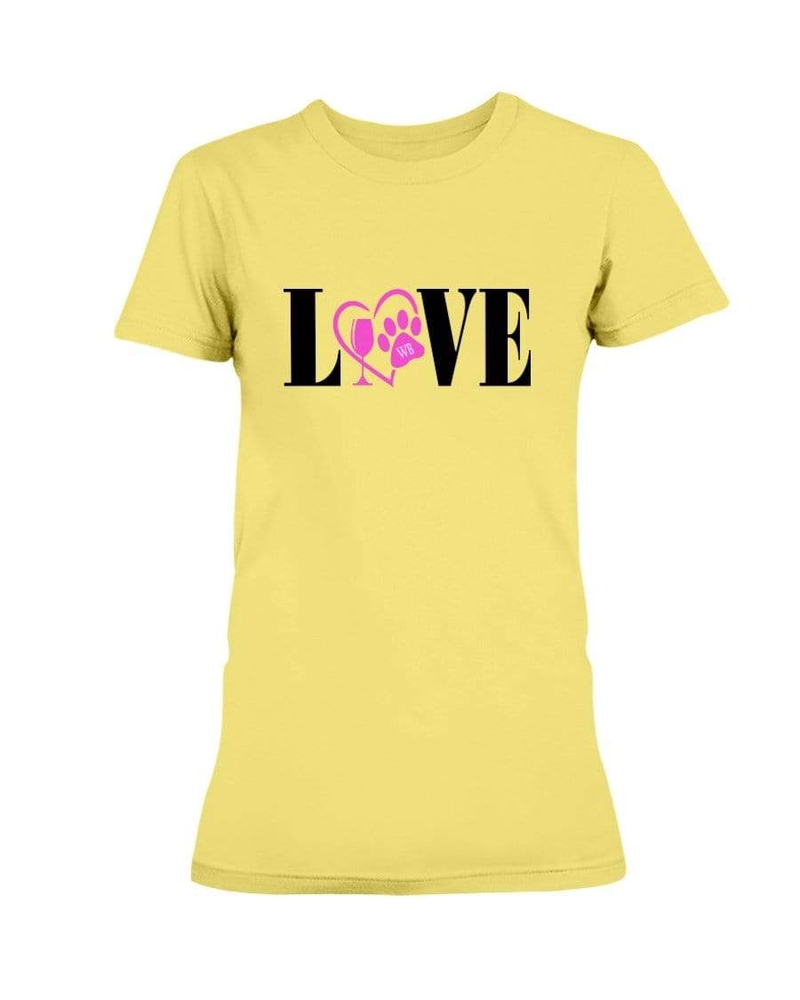 Shirts Cornsilk / S Winey Bitches Co "Love" Blk Letters Ladies Missy T-Shirt WineyBitchesCo