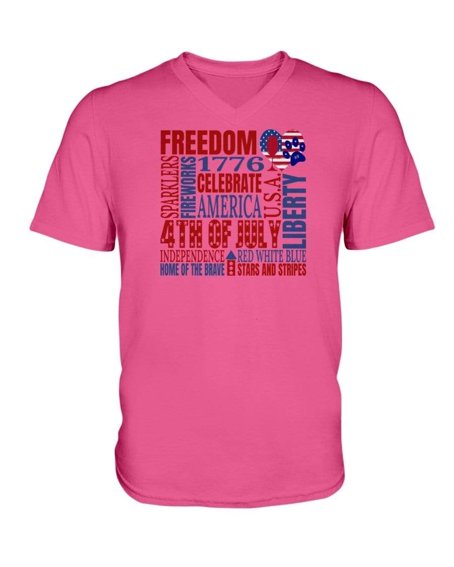Shirts Cyber Pink / S Winey Bitches Co "Celebrate America" Ladies HD V Neck T WineyBitchesCo