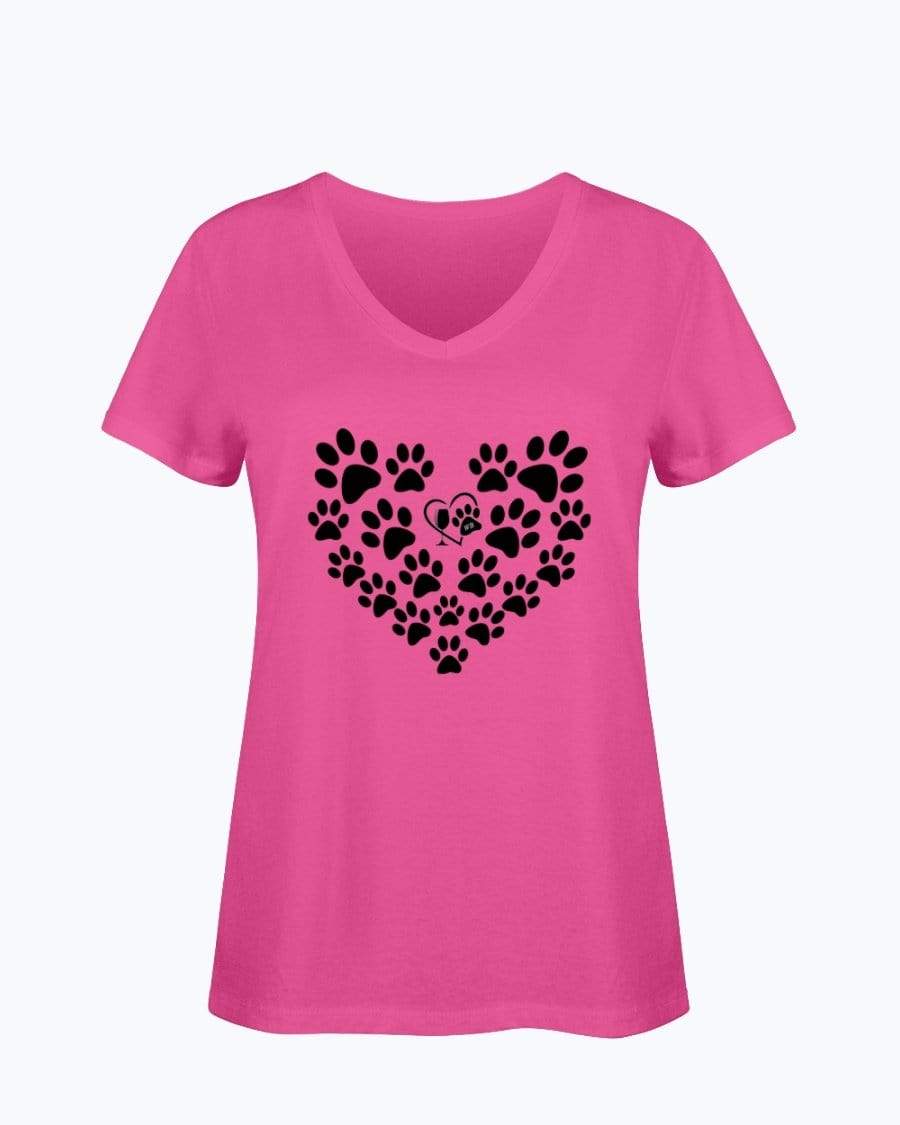 Shirts Cyber Pink / S Winey Bitches Co Heart Paws (Black) Ladies HD V Neck Tee WineyBitchesCo