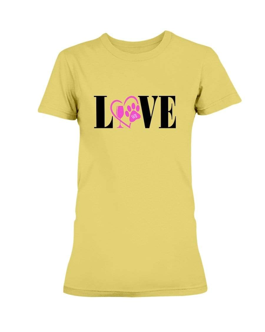 Shirts Daisy / S Winey Bitches Co "Love" Blk Letters Ladies Missy T-Shirt WineyBitchesCo