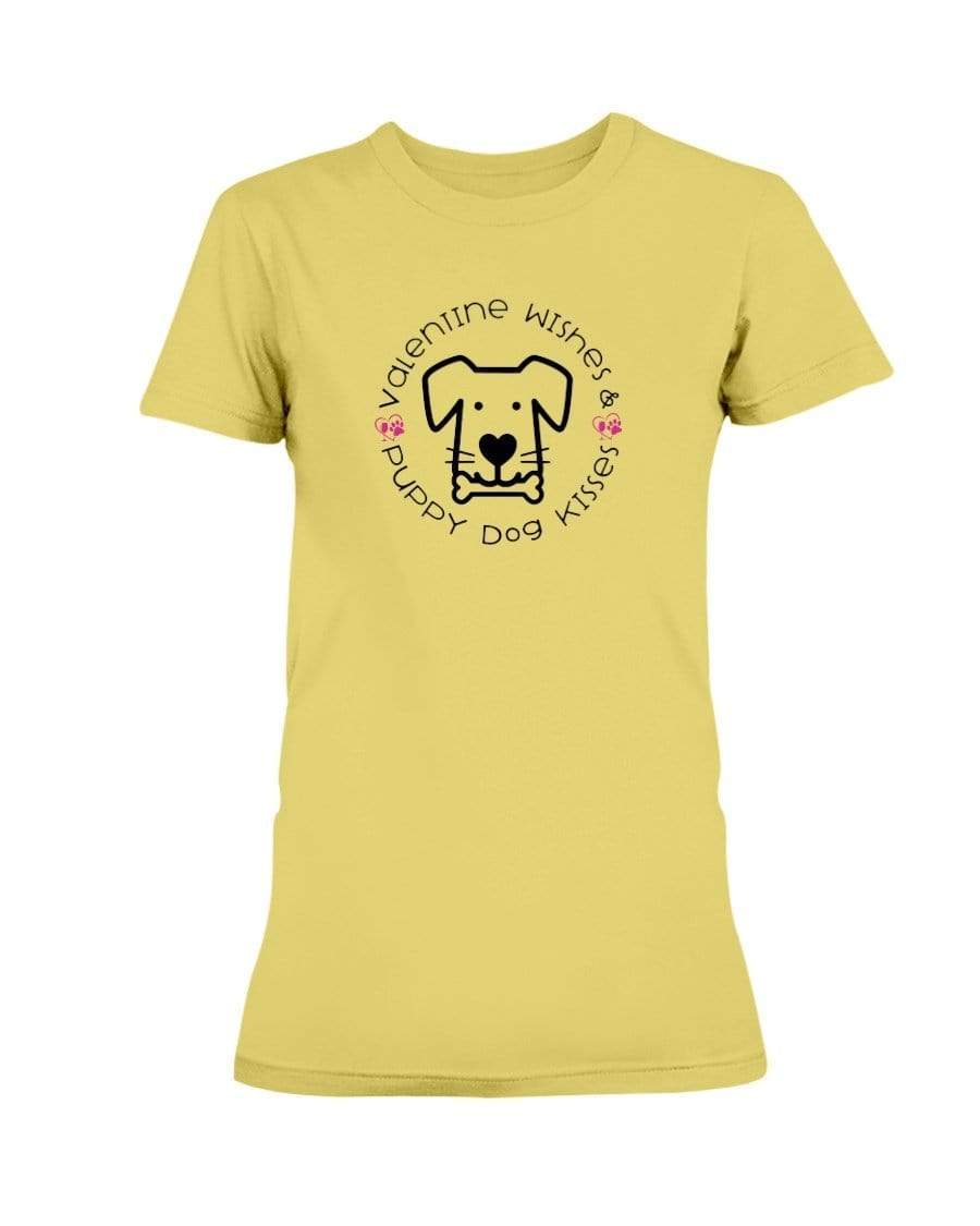 Shirts Daisy / S Winey Bitches Co "Valentine Wishes And Puppy Dog Kisses" (Dog) Ladies Missy T-Shirt WineyBitchesCo