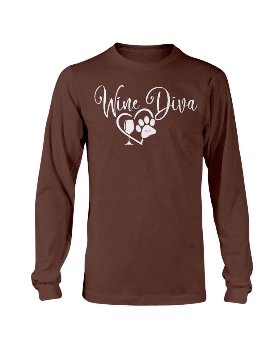 Shirts Dark Chocolate / S Winey Bitches Co "Wine Diva 2" Long Sleeve T-Shirt WineyBitchesCo