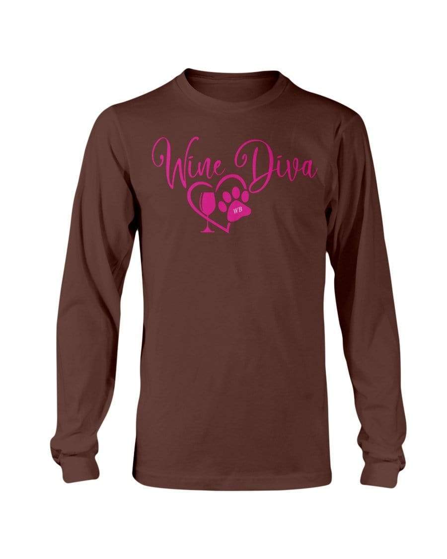 Shirts Dark Chocolate / S Winey Bitches Co "Wine Diva 2" Long Sleeve T-Shirt WineyBitchesCo