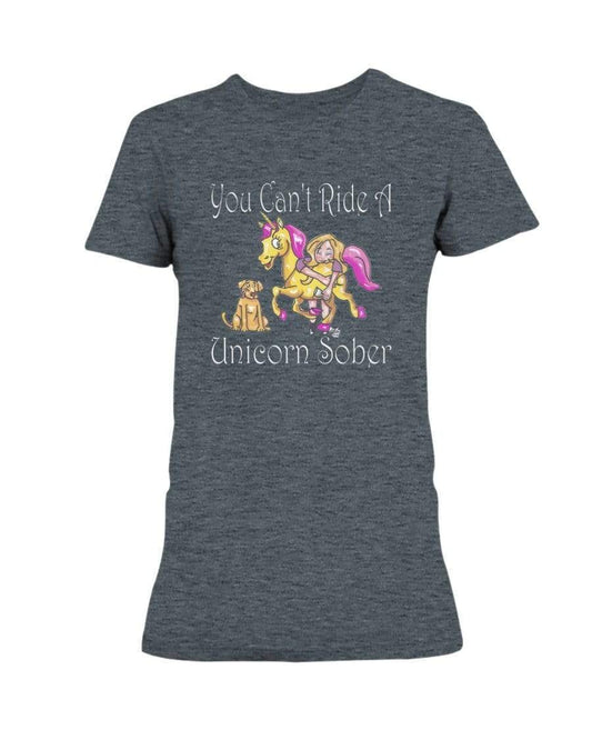 Shirts Dark Heather / XS Winey Bitches Co "You Can't Ride A Unicorn Sober" Ultra Ladies T-Shirt WineyBitchesCo