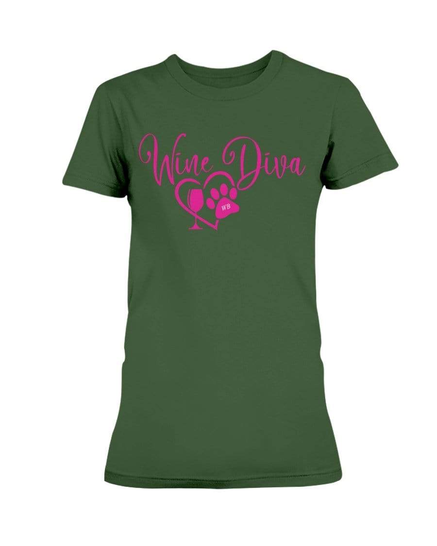 Shirts Forest Green / XS Winey Bitches Co New "Wine Diva 2" Ultra Ladies T-Shirt WineyBitchesCo