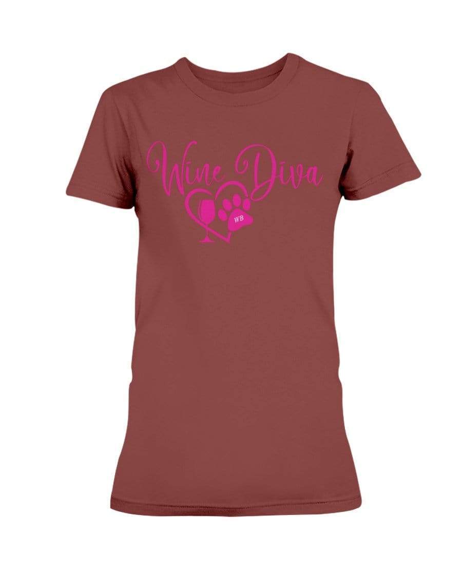 Shirts Garnet / XS Winey Bitches Co New "Wine Diva 2" Ultra Ladies T-Shirt WineyBitchesCo