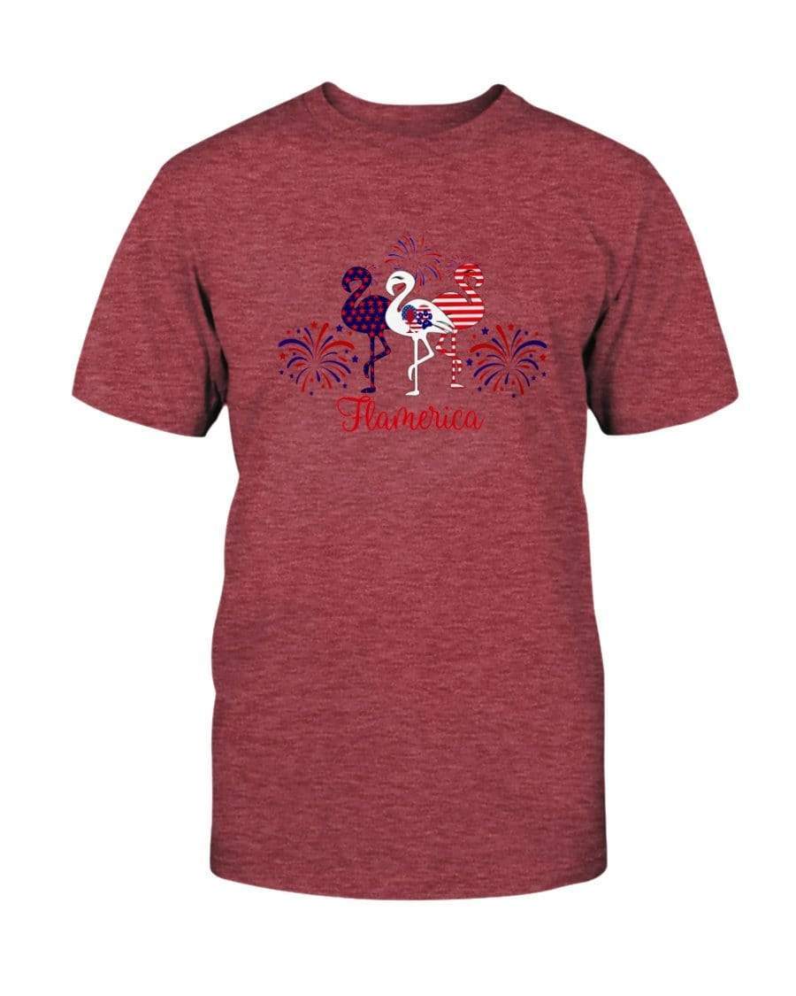Shirts Heather Cardinal / S Winey Bitches Co " Flamerica" Patriotic Flamingo Ultra Cotton T-Shirt WineyBitchesCo