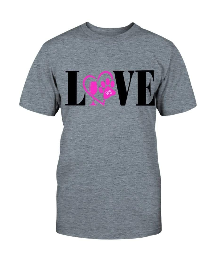 Shirts Heather Indigo / S Winey Bitches Co "Love" Blk Letters Ultra Cotton T-Shirt WineyBitchesCo