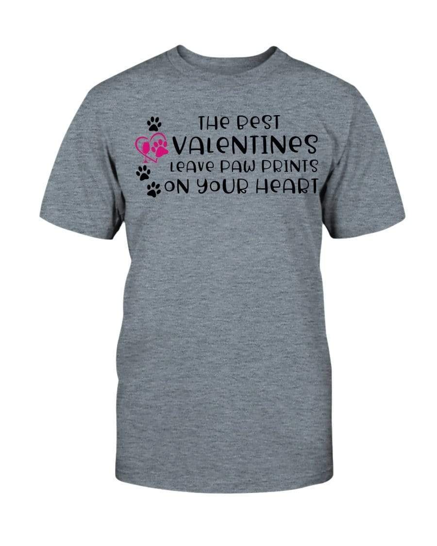 Shirts Heather Indigo / S Winey Bitches Co "The Best Valentines Leave Paw Prints On Your Heart" Ultra Cotton T-Shirt WineyBitchesCo