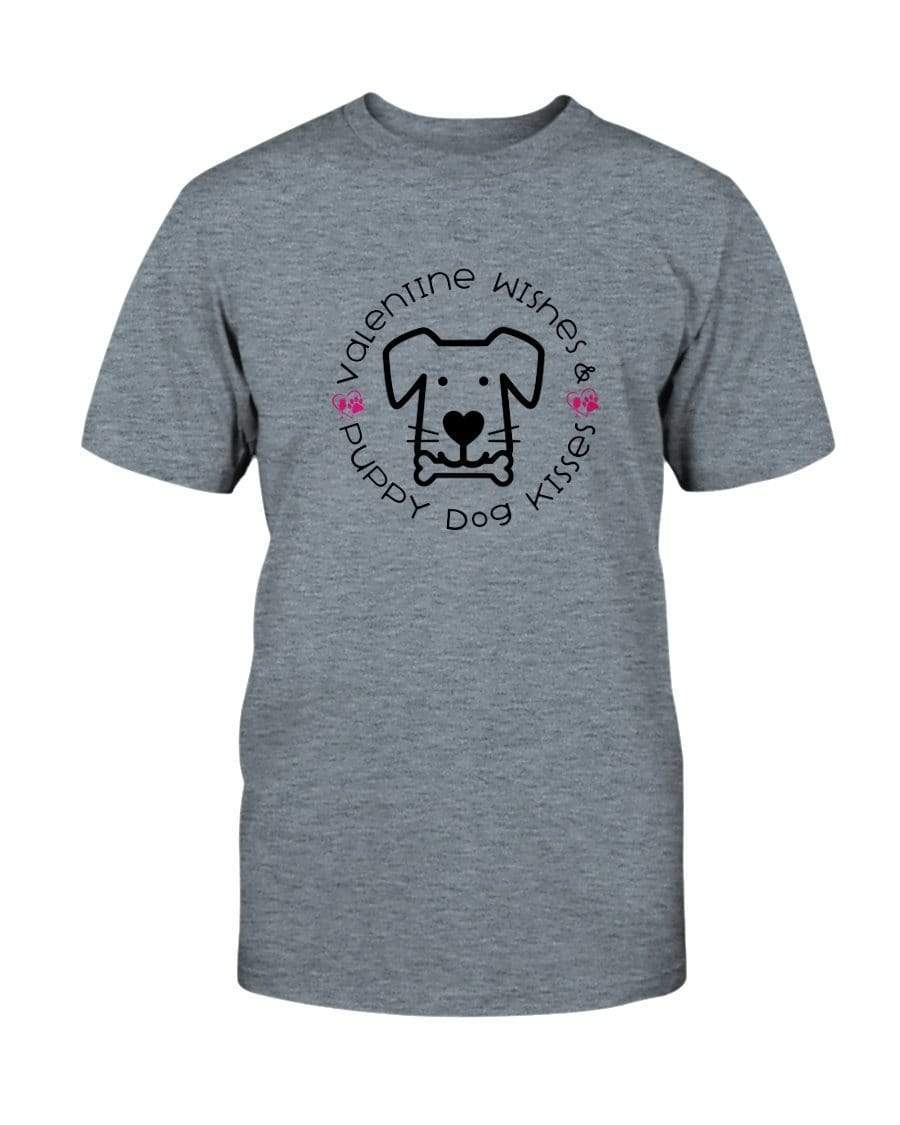 Shirts Heather Indigo / S Winey Bitches Co "Valentine Wishes And Puppy Dog Kisses" (Dog) Ultra Cotton T-Shirt WineyBitchesCo