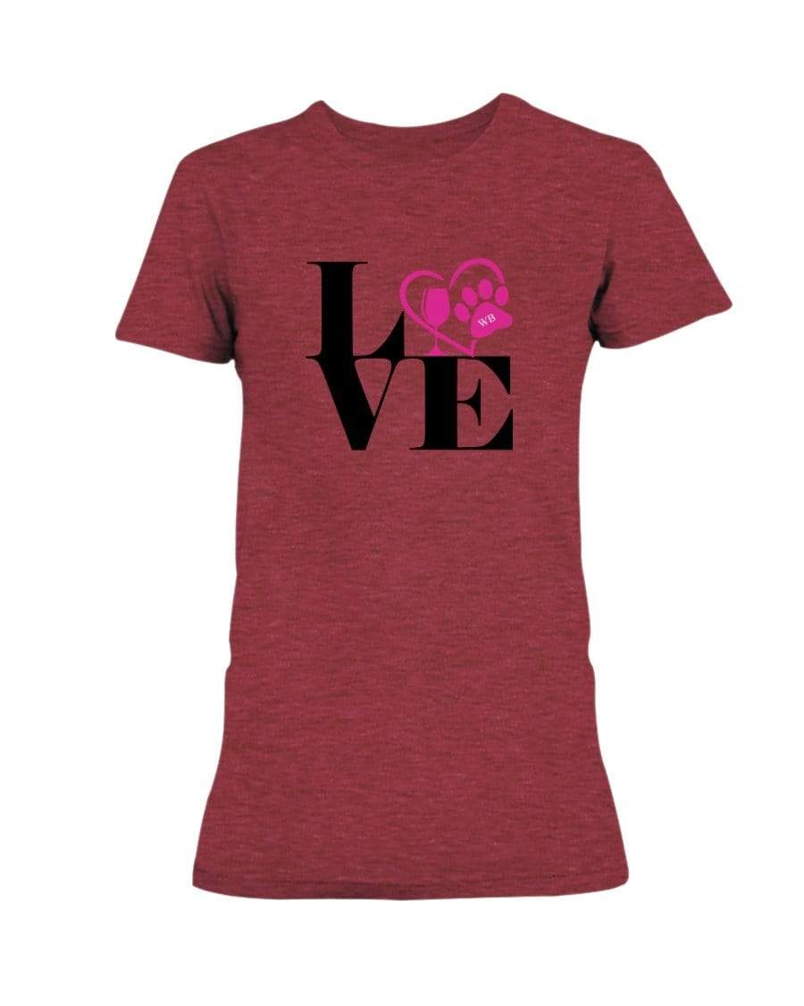 Shirts Heather Red / S Winey Bitches Co "Love Squared" Ladies Missy T-Shirt WineyBitchesCo