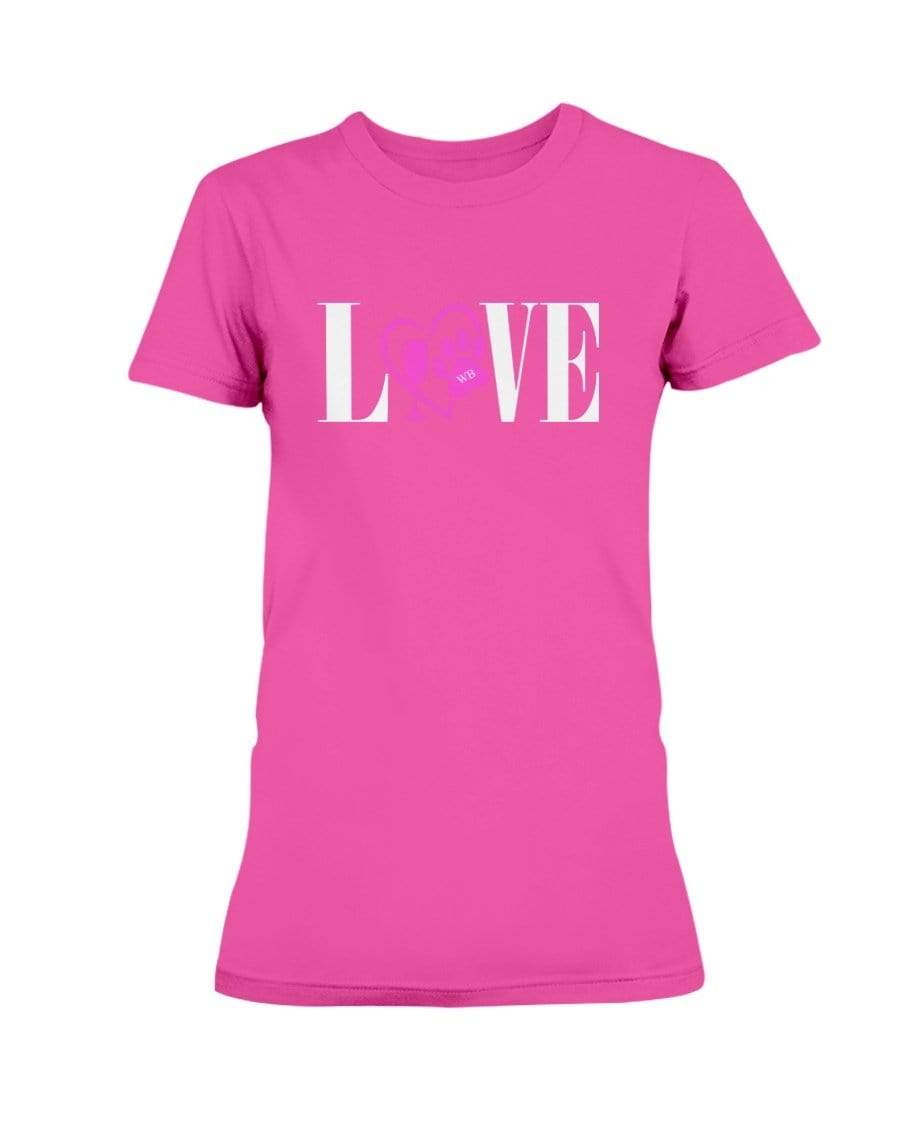 Shirts Heliconia / S Winey Bitches Co "Love" Wht Letters Ladies Missy T-Shirt WineyBitchesCo