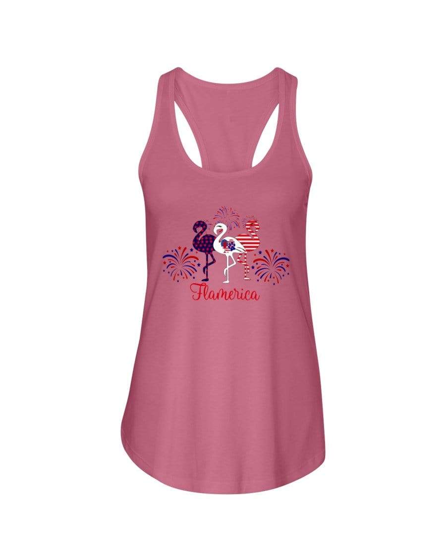 Shirts Hot Pink / XS Winey Bitches Co "Flamerica" Patriotic Flamingo Ladies Racerback Tank WineyBitchesCo