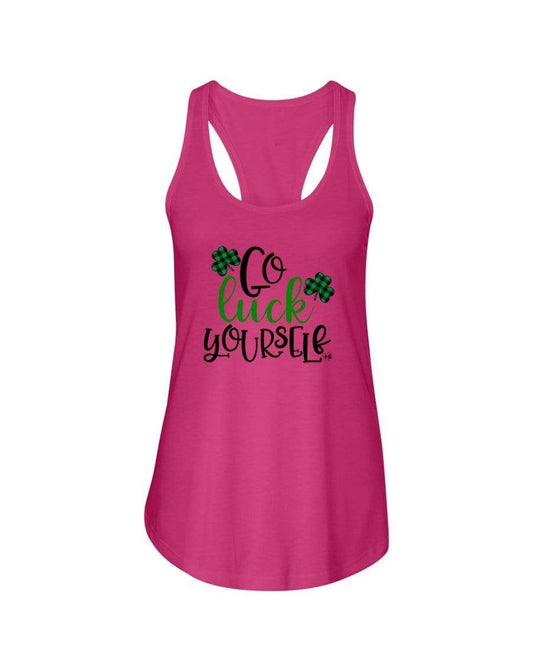 Shirts Hot Pink / XS Winey Bitches Co "Go Luck Yourself" Ladies Racerback Tank Top* WineyBitchesCo