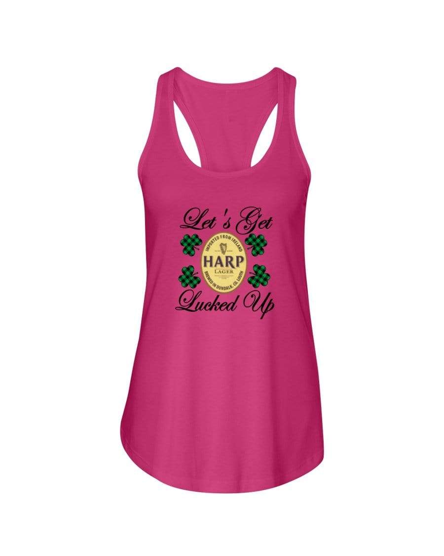 Shirts Hot Pink / XS Winey Bitches Co "Let's Get Lucked Up" Harp Ladies Racerback Tank Top* WineyBitchesCo