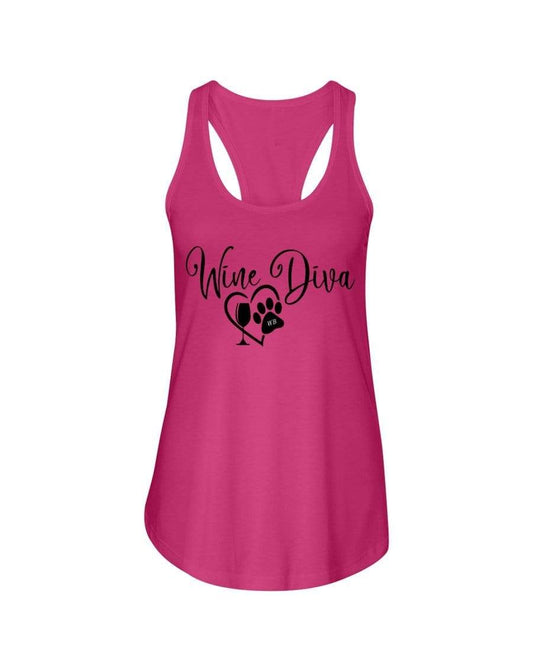 Shirts Hot Pink / XS Winey Bitches Co "Wine Diva 2" Ladies Racerback Tank- Blk Ltrs WineyBitchesCo