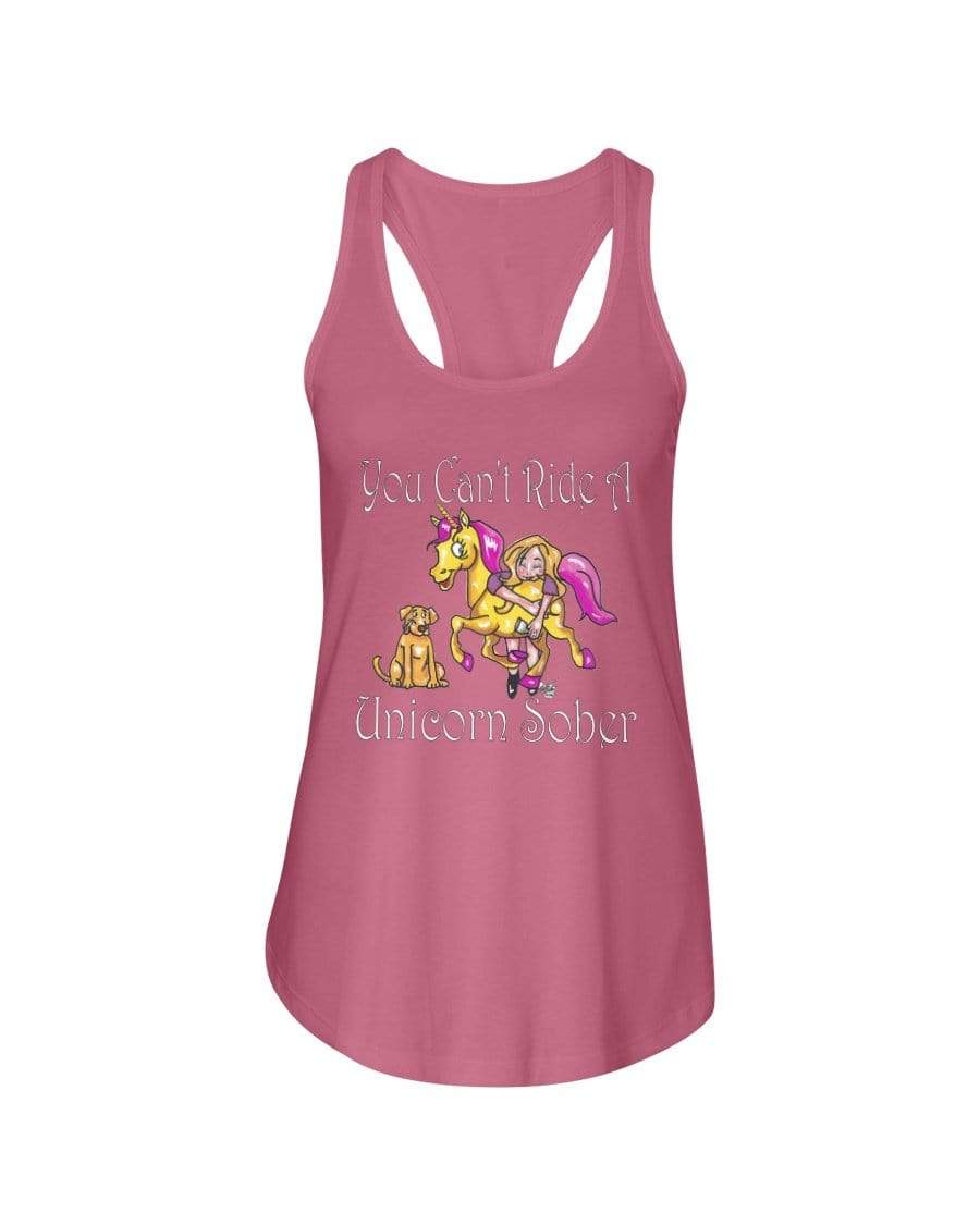 Shirts Hot Pink / XS Winey Bitches Co "You Can't Ride A Unicorn Sober" Ladies Racerback Tank WineyBitchesCo