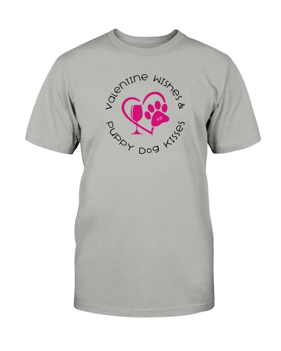 Shirts Ice Grey / S Winey Bitches Co "Valentine Wishes And Puppy Dog Kisses" (Heart) Ultra Cotton T-Shirt WineyBitchesCo