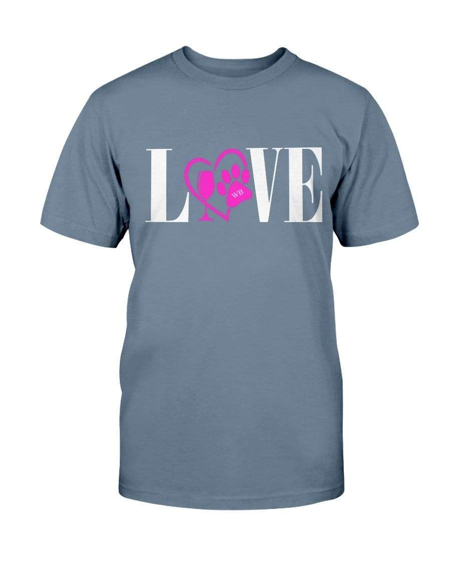 Shirts Indigo Blue / S Winey Bitches Co "Love" Wht Letters Ultra Cotton T-Shirt WineyBitchesCo