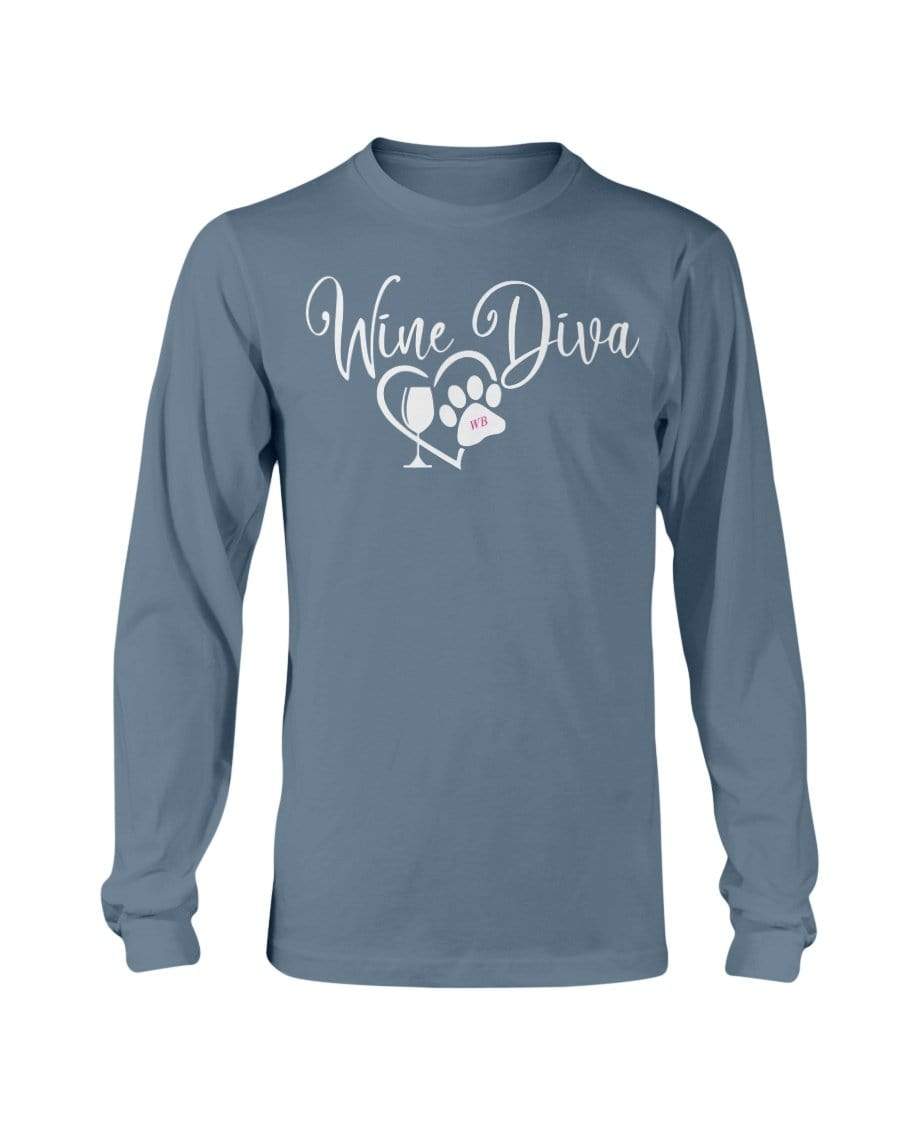 Shirts Indigo Blue / S Winey Bitches Co "Wine Diva 2" Long Sleeve T-Shirt WineyBitchesCo