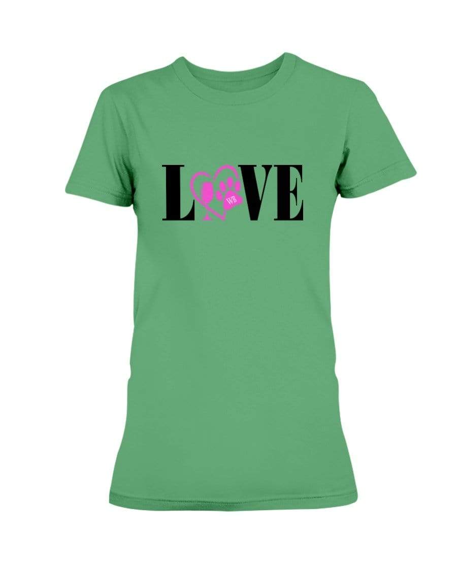 Shirts Irish Green / S Winey Bitches Co "Love" Blk Letters Ladies Missy T-Shirt WineyBitchesCo