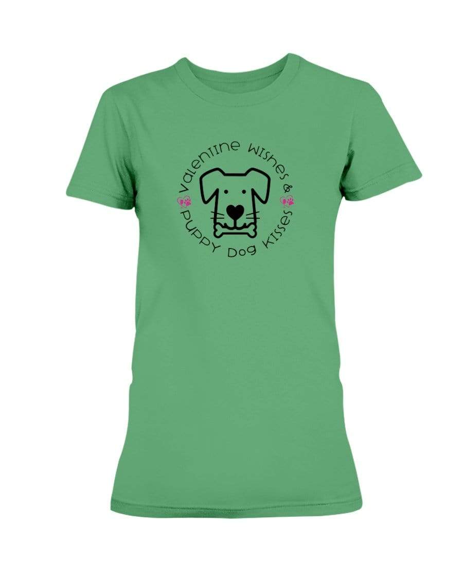 Shirts Irish Green / S Winey Bitches Co "Valentine Wishes And Puppy Dog Kisses" (Dog) Ladies Missy T-Shirt WineyBitchesCo