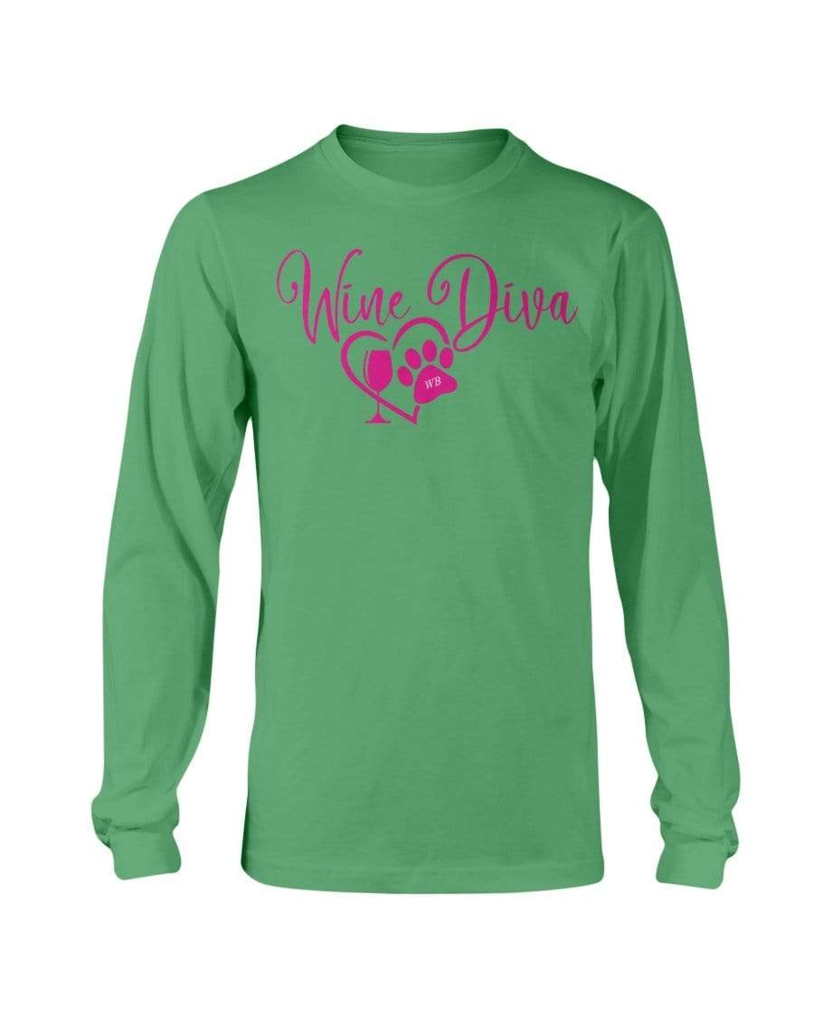 Shirts Irish Green / S Winey Bitches Co "Wine Diva 2" Long Sleeve T-Shirt WineyBitchesCo