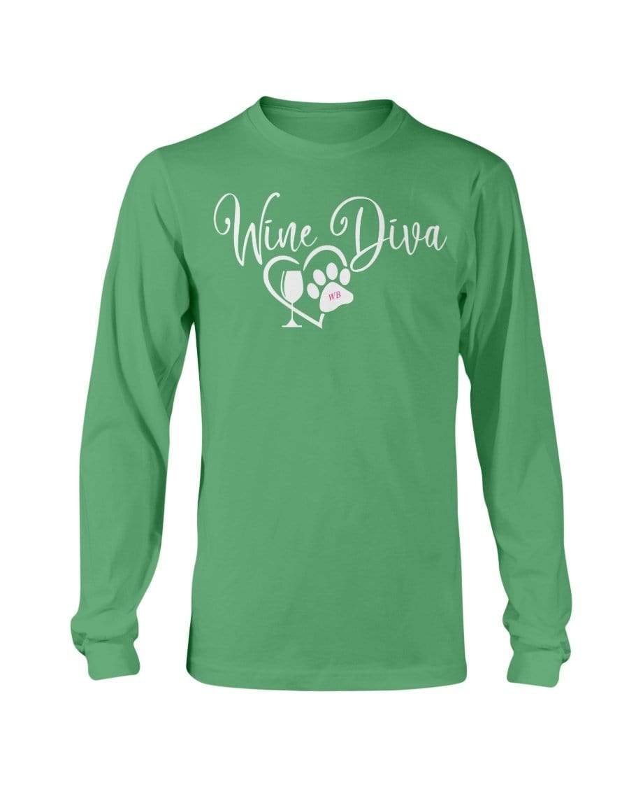 Shirts Irish Green / S Winey Bitches Co "Wine Diva 2" Long Sleeve T-Shirt WineyBitchesCo