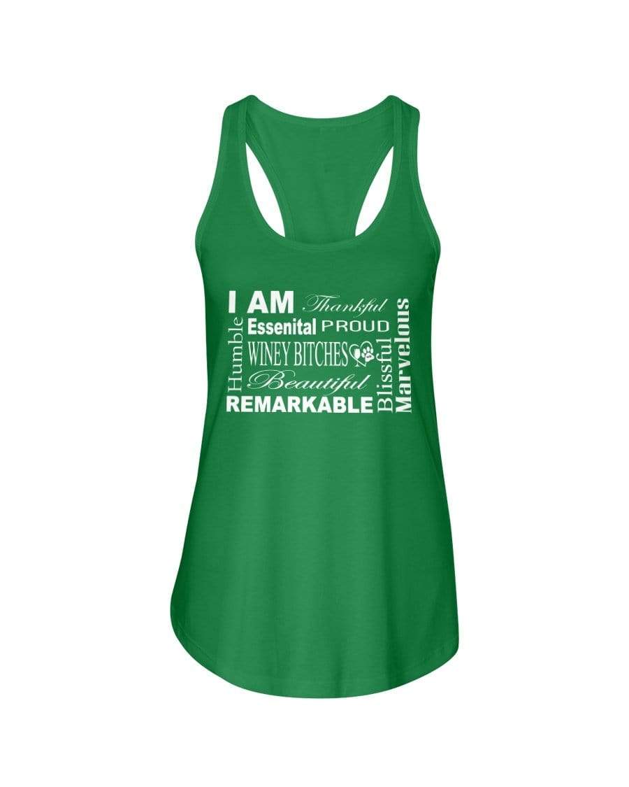 Shirts Kelly Green / XS Winey Bitches Co "I Am Essential" White Letters- Ladies Racerback Tank WineyBitchesCo