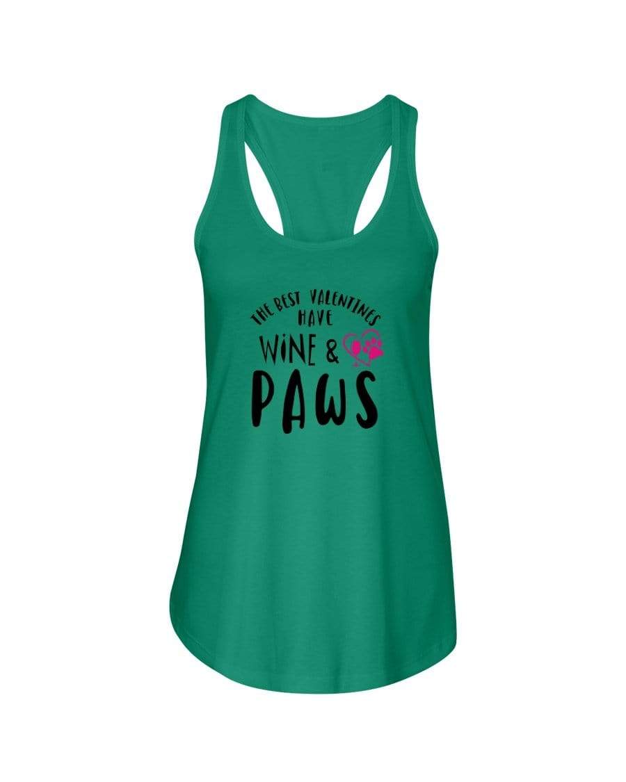Shirts Kelly Green / XS Winey Bitches Co"The Best Valentines Have Wine And Paws" Ladies Racerback Tank Top* WineyBitchesCo