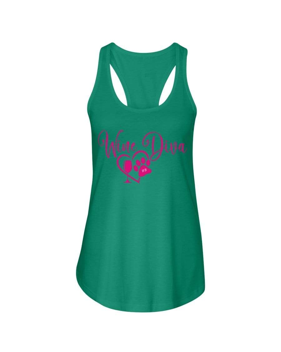 Shirts Kelly Green / XS Winey Bitches Co "Wine Diva 2" Ladies Racerback Tank WineyBitchesCo