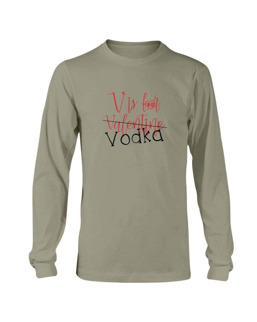Shirts Khaki / S Winey Bitches Co "V is for Vodka" Long Sleeve T-Shirt WineyBitchesCo