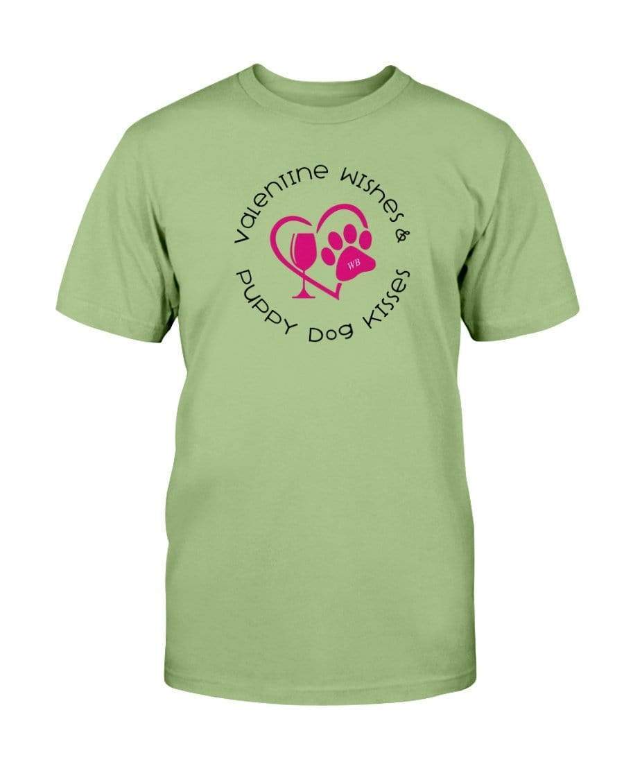 Shirts Kiwi / S Winey Bitches Co "Valentine Wishes And Puppy Dog Kisses" (Heart) Ultra Cotton T-Shirt WineyBitchesCo