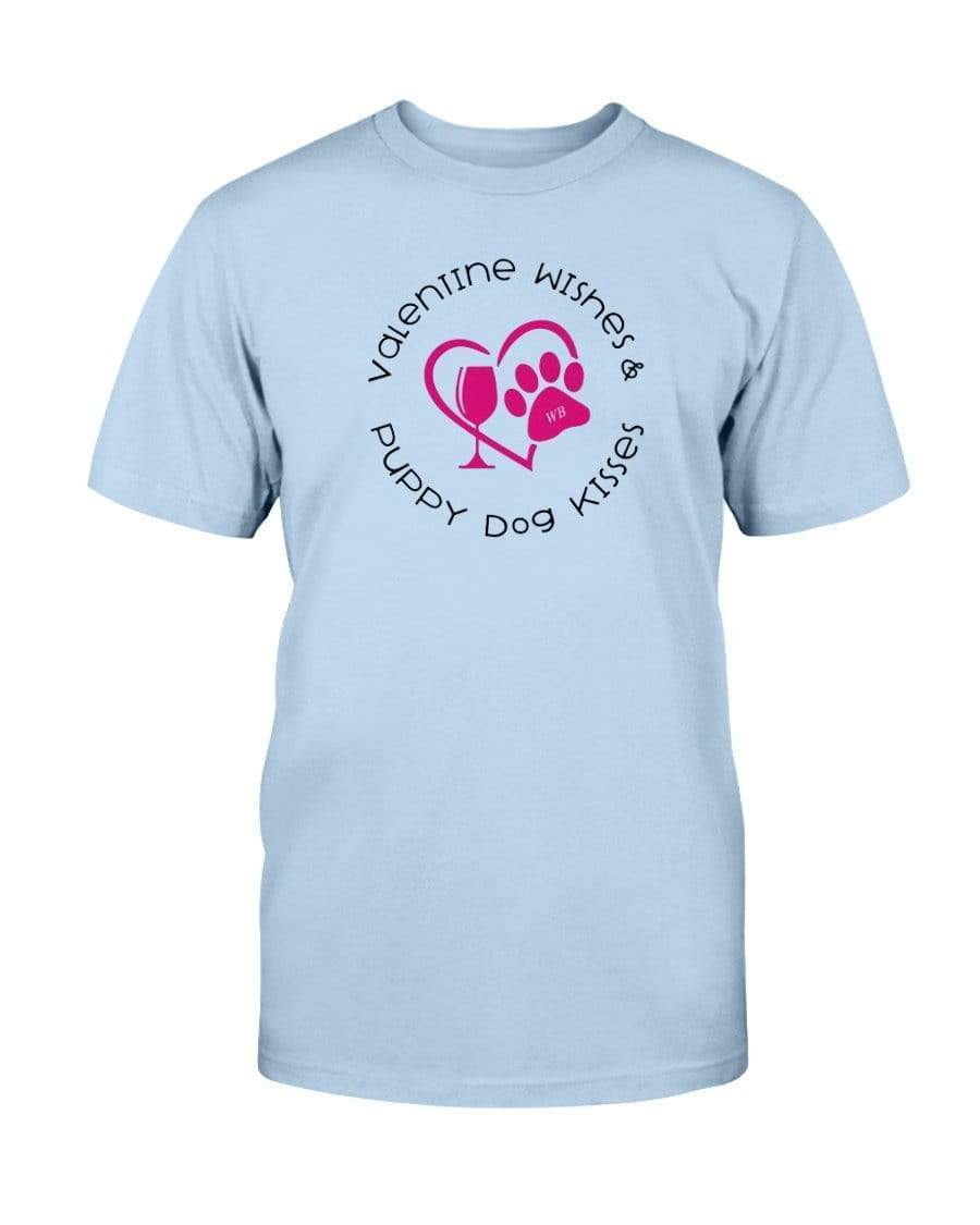 Shirts Light Blue / S Winey Bitches Co "Valentine Wishes And Puppy Dog Kisses" (Heart) Ultra Cotton T-Shirt WineyBitchesCo