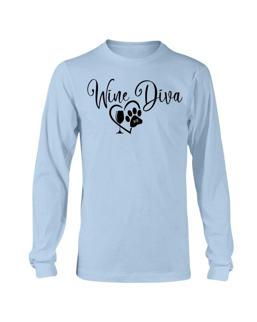 Shirts Light Blue / S Winey Bitches Co "Wine Diva 2" Long Sleeve T-Shirt WineyBitchesCo