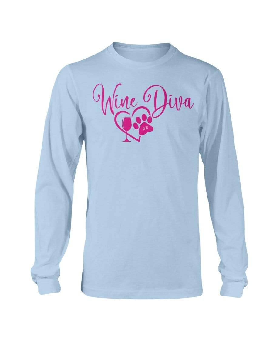 Shirts Light Blue / S Winey Bitches Co "Wine Diva 2" Long Sleeve T-Shirt WineyBitchesCo