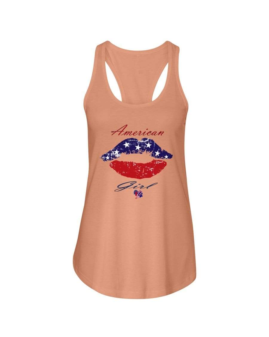 Shirts Light Orange / XS Winey Bitches Co "American Girl" Ladies Racerback Tank WineyBitchesCo