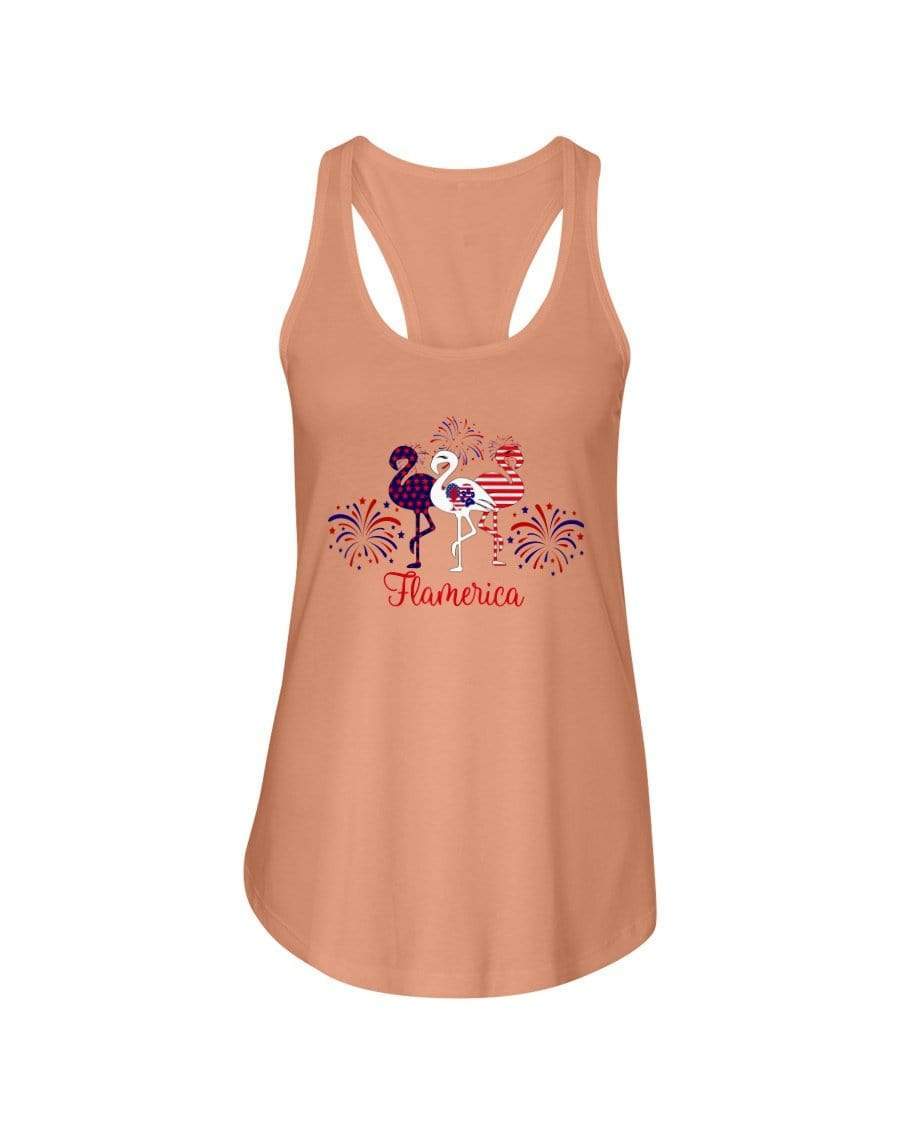 Shirts Light Orange / XS Winey Bitches Co "Flamerica" Patriotic Flamingo Ladies Racerback Tank WineyBitchesCo