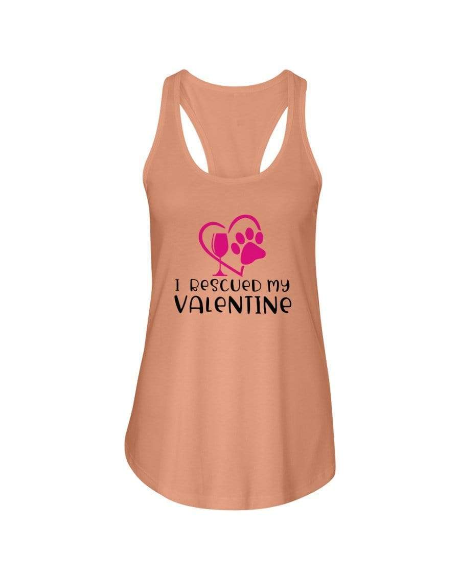 Shirts Light Orange / XS Winey Bitches Co "I Rescued My Valentine" Ladies Racerback Tank Top* WineyBitchesCo