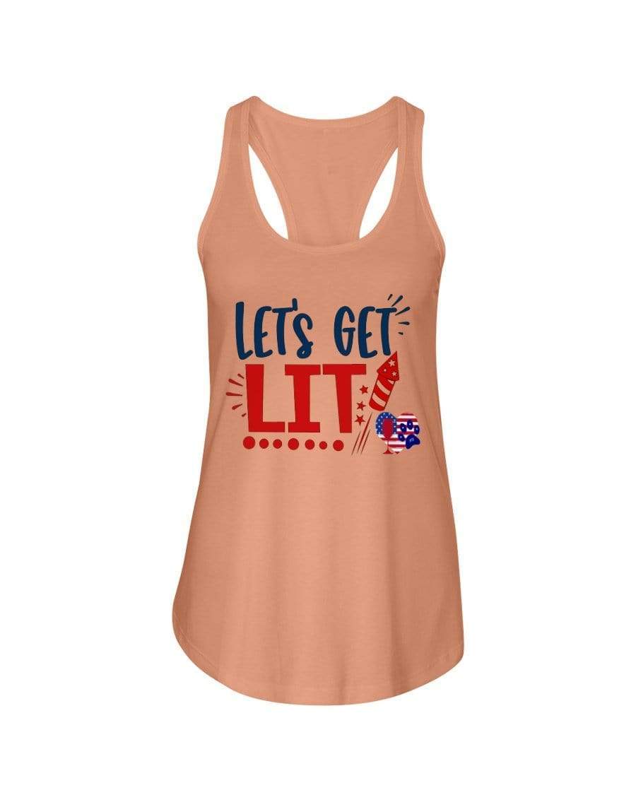 Shirts Light Orange / XS Winey Bitches Co "Let Get Lit" Ladies Racerback Tank WineyBitchesCo