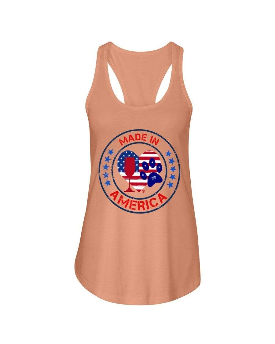 Shirts Light Orange / XS Winey Bitches Co "Made In America" Ladies Racerback Tank WineyBitchesCo