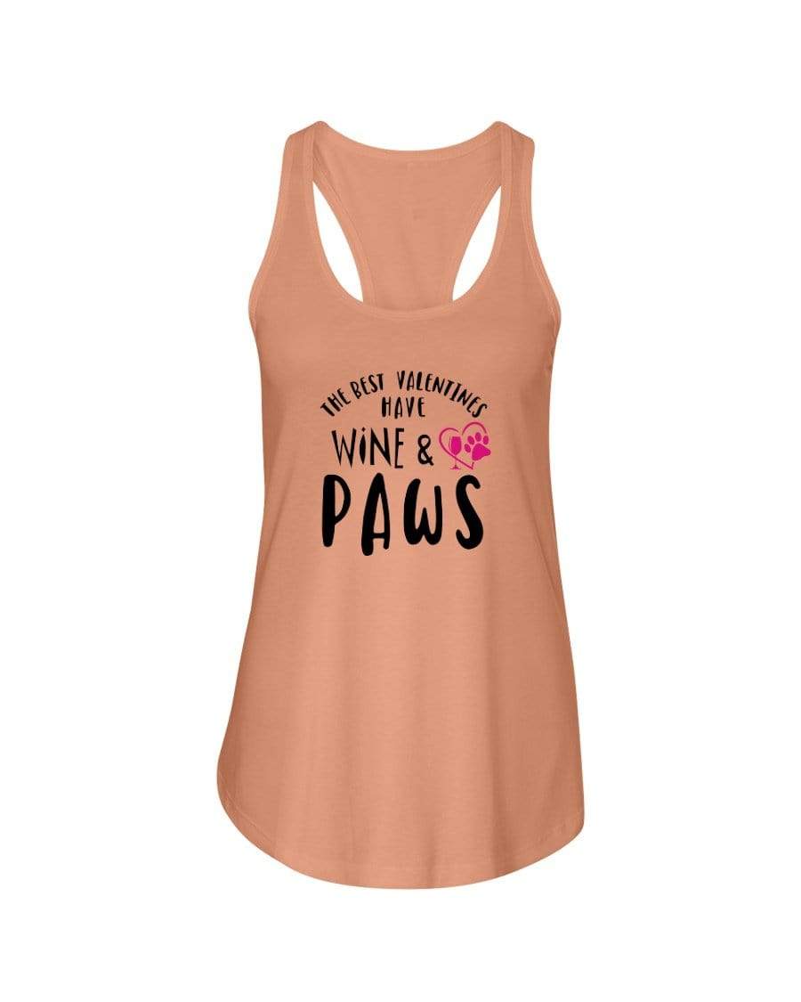 Shirts Light Orange / XS Winey Bitches Co"The Best Valentines Have Wine And Paws" Ladies Racerback Tank Top* WineyBitchesCo